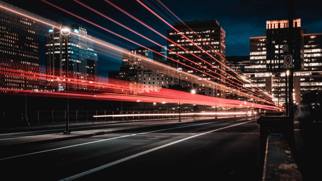 car lights at night